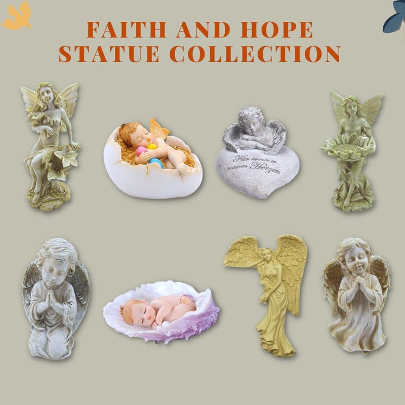Comfy Hour Faith and Hope Collection Resin Cherub Praying Angel Sleeping in Wing Statue, Perfect for Home Or Outdoor Garden, Gray - Image 4